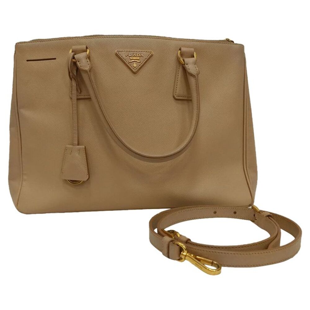 Prada Medium Galleria Double Zip Tote Bag in Beige Saffiano Leather - Picture 10 of 12